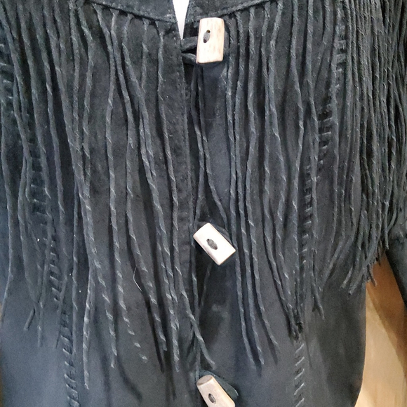 Vintage Scully Leather Fringed Shirt Jacket Black Small - Picture 2 of 12